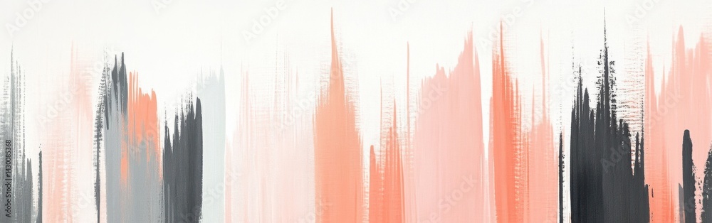 Poster Delicate abstract backdrop with gentle, minimalist strokes of graphite and coral paint.