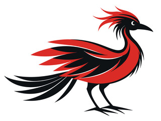 A cartoon vector illustration depicts a funny farm animal, the rooster, a type of poultry bird also known as a cockerel or cock, isolated on a white background showcasing its feather and wing design