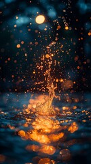 Night water splash bokeh lights