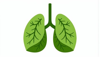 Naklejka premium Lungs depicted in a minimalist style with green color scheme 