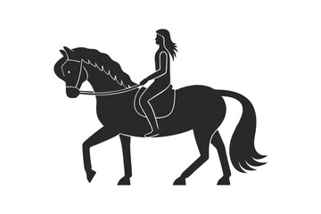 horse and rider vector silhouette illustration isolated on white background