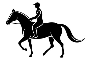 horse and rider vector silhouette illustration isolated on white background