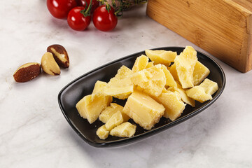 Crushed parmesan cheese in the bowl