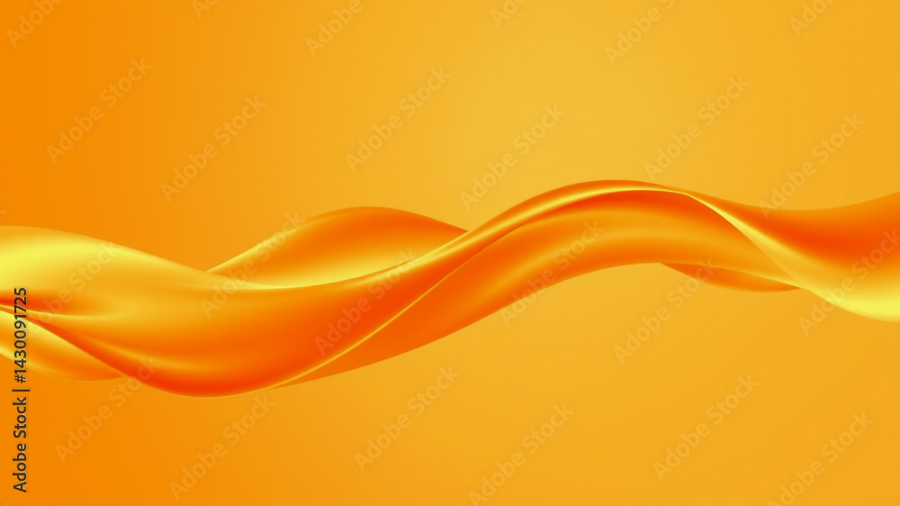 Wall mural abstract orange flowing waves on a yellow background