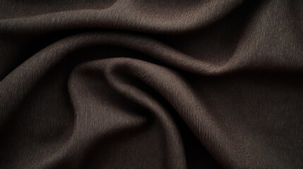 Obraz premium Luxurious Dark Brown Fabric Texture with Soft Folds and Subtle Weave Detail for Textile and Design Projects