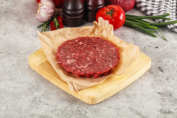 Raw beef burger cutlet minced meat