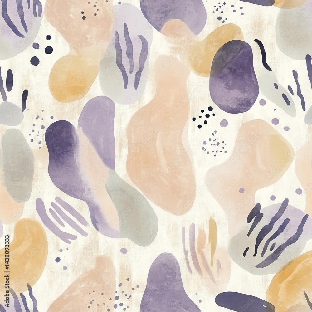Poster watercolor abstract shapes seamless pattern with organic form in earthy tones for artistic texture b