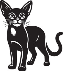 Black and White Abyssinian Cat Vector Illustration – Minimalist Feline Art