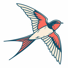 Barn Swallow vector silhouette illustration isolated on white background