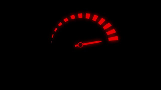 Digital symbols at the speed meter. abstract beautiful speed meter animation red color, meter Speed Animation or speed test tachometer .red color speed meter and black background .