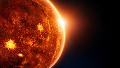 The sun from space on a dark background