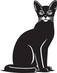 Black and White Abyssinian Cat Vector Illustration – Minimalist Feline Art