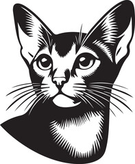 Black and White Abyssinian Cat Vector Illustration – Minimalist Feline Art