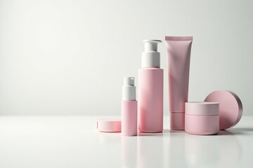 Clean, minimalist white backdrop for cosmetics , pastel, mockup