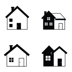 Home button icons set. Home page icon. Simple house symbols. Building icon. Vector illustration.Home icon line vector illustration , house