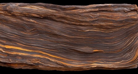 A banded iron formation rock with layers of hematite and chert.