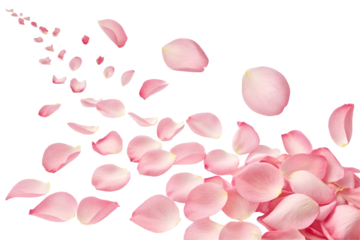 pink rose petals on transparent background 