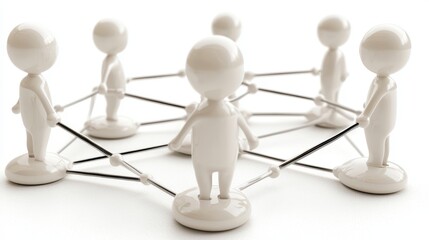 Obraz premium Network of White Figurines Representing Connection and Collaboration with Lines Linking Together