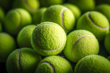Abstract wallpaper design featuring a dynamic composition of green tennis balls in motion