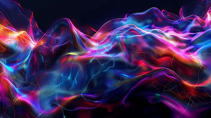 Obraz premium Vibrant Digital Surface Sci Fi Motion Effects high detail AI generated futuristic texture artistic dreamlike wave glitch distortion smooth cyber inspired neon gradient contemporary abstract design cut