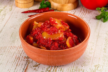 Hungarian Lecho with bell pepper and tomato