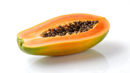 Ripe Papaya Halved Vibrant Orange Flesh and Dark Seeds