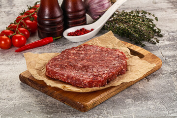 Raw beef burger cutlet for grill