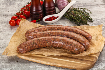 Raw beef and lamb sausages