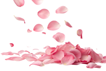 pink rose petals on transparent background 