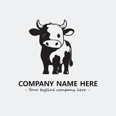 Cow illustration black and white for logo company vector image

