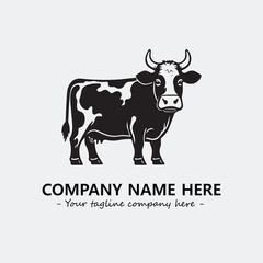 Cow illustration black and white for logo company vector image
