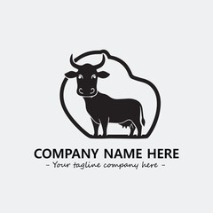 Cow illustration black and white for logo company vector image
