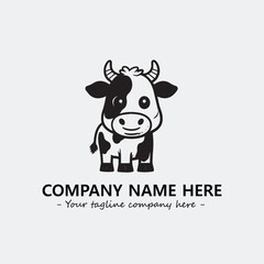 Cow illustration black and white for logo company vector image
