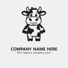 Cow illustration black and white for logo company vector image
