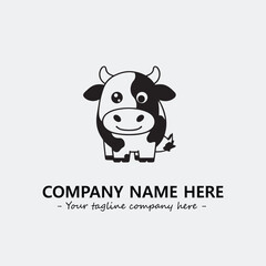 Cow illustration black and white for logo company vector image
