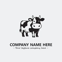 Cow illustration black and white for logo company vector image
