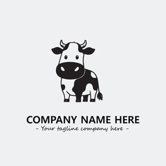 Cow illustration black and white for logo company vector image
