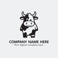 Cow illustration black and white for logo company vector image
