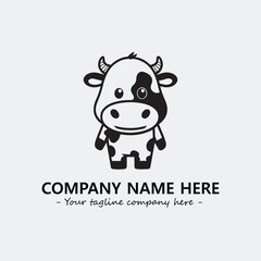 Cow illustration black and white for logo company vector image
