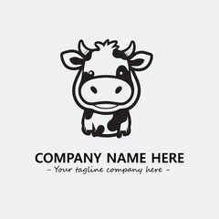 Cow illustration black and white for logo company vector image
