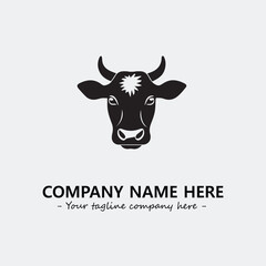 Cow illustration black and white for logo company vector image

