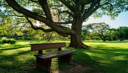 Naklejka premium Greenery park, many big trees
