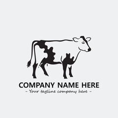 Cow illustration black and white for logo company vector image

