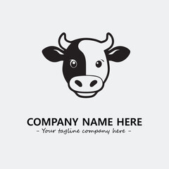 Cow illustration black and white for logo company vector image
