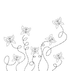 dragonfly vector illustration. hand drawn butterfly in black and white. Insect pattern