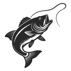 trout jumping vector silhouette illustration isolated on white background