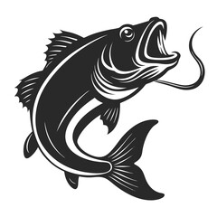 trout jumping vector silhouette illustration isolated on white background
