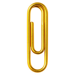 Golden Paper Clip for Office, isolated on transparent background.