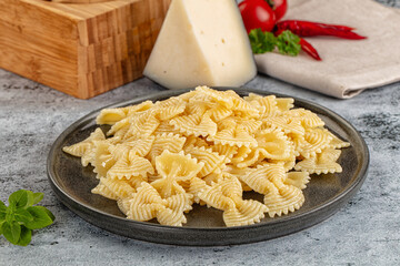 Italian pasta Farfalle with oil