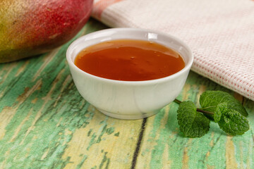 Sweet dessert orange mango puree